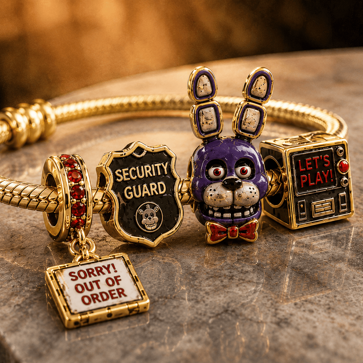 5NAF Gold Charm Bracelet Set BMD