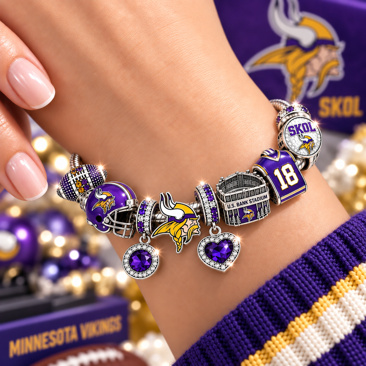 MNVK Silver Charm Bracelet Set BMD