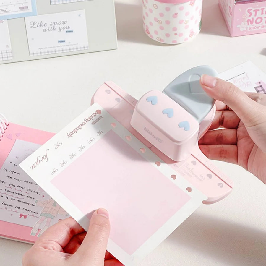 Love shape 3 Hole Punch 4mm Dia 19mm Space Loose Leaf Notebooks Scrapbooking Puncher Pink for A5 A6 A7 A8 A7 Pocket Puncher