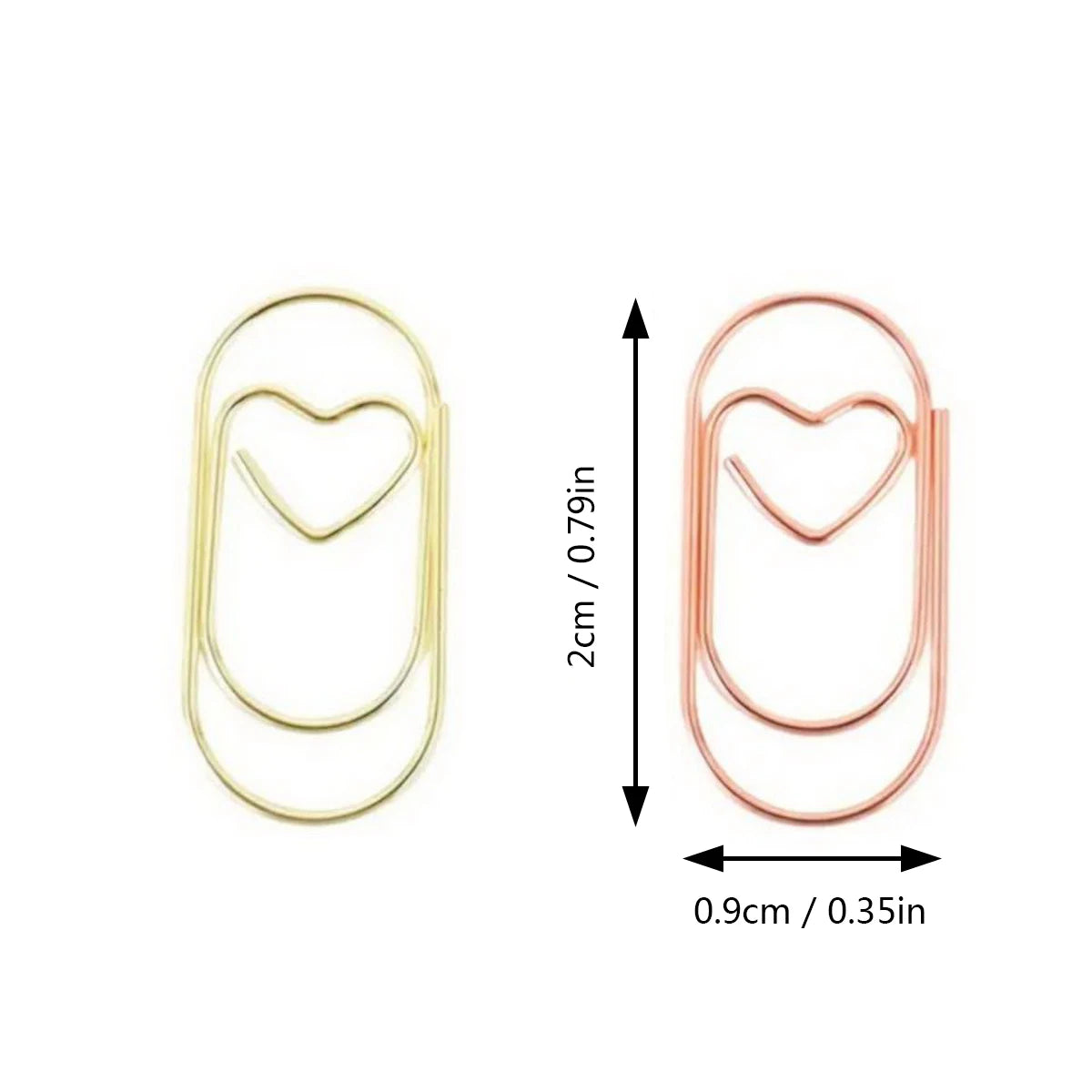 Small Rose Golden Paper Clips Love Heart Shaped Paperclips in Tinplate Paper Clips Holder for Office School Home Desk Organizers